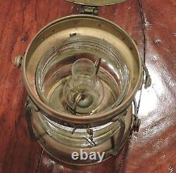 Vintage Copper & Brass Anchor Maritime Ship Oil Lantern Light Glass Chimney NICE