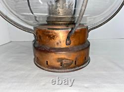 Vintage Copper/Brass Glass Kosmos Brenner Hanging Table Ships Oil Lamp Lantern