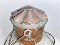 Vintage Copper/Brass Glass Kosmos Brenner Hanging Table Ships Oil Lamp Lantern