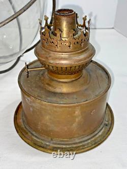 Vintage Copper/Brass Glass Kosmos Brenner Hanging Table Ships Oil Lamp Lantern
