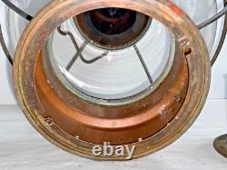 Vintage Copper/Brass Glass Kosmos Brenner Hanging Table Ships Oil Lamp Lantern