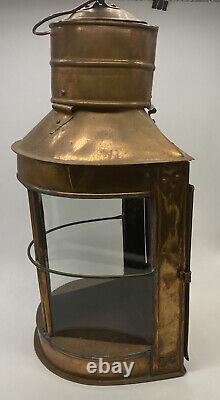 Vintage Copper Glass Anchor Light Lantern Marine Nautical 15 hanging or Mounted