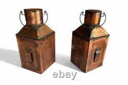 Vintage Copper Ship Lanterns Port Starboard Red Green Nautical Maritime Pair