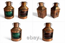 Vintage Copper Ship Lanterns Port Starboard Red Green Nautical Maritime Pair