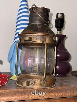 Vintage Copper Tung Woo Hong Kong Port Nautical Oil Lantern 40+ years of patina