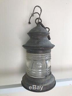 Vintage Copper and Glass Wall Indoor / Outdoor Porch Light Lantern Sconce