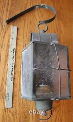 Vintage Copper lantern wall sconce lamp light Rustic with bubble seedy glass