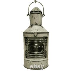 Vintage Cream Galvanized Steel Oil Lantern
