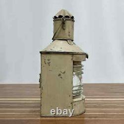 Vintage Cream Galvanized Steel Oil Lantern