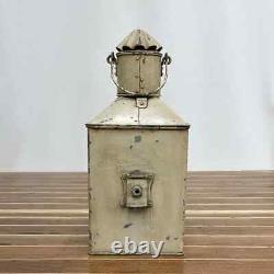 Vintage Cream Galvanized Steel Oil Lantern