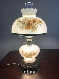 Vintage Daisy 3 Way Milk Glass Hurricane Lamp Bottom Night Light