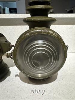 Vintage Dietz Champion Steel Driving Lamps Pair Antique Carriage Car Lanterns