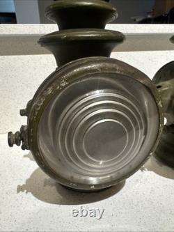 Vintage Dietz Champion Steel Driving Lamps Pair Antique Carriage Car Lanterns
