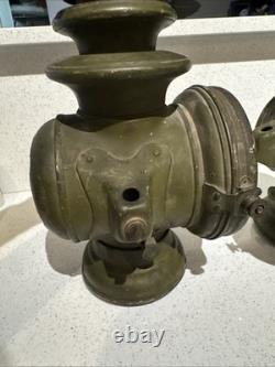 Vintage Dietz Champion Steel Driving Lamps Pair Antique Carriage Car Lanterns