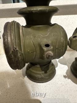 Vintage Dietz Champion Steel Driving Lamps Pair Antique Carriage Car Lanterns