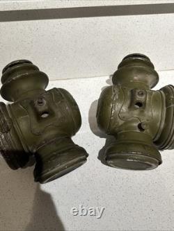 Vintage Dietz Champion Steel Driving Lamps Pair Antique Carriage Car Lanterns