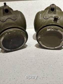 Vintage Dietz Champion Steel Driving Lamps Pair Antique Carriage Car Lanterns
