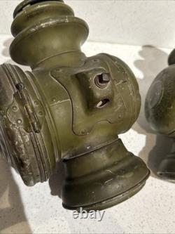 Vintage Dietz Champion Steel Driving Lamps Pair Antique Carriage Car Lanterns