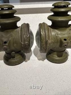 Vintage Dietz Champion Steel Driving Lamps Pair Antique Carriage Car Lanterns