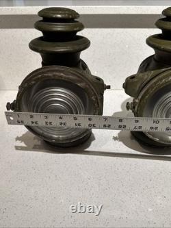Vintage Dietz Champion Steel Driving Lamps Pair Antique Carriage Car Lanterns