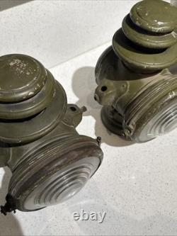 Vintage Dietz Champion Steel Driving Lamps Pair Antique Carriage Car Lanterns