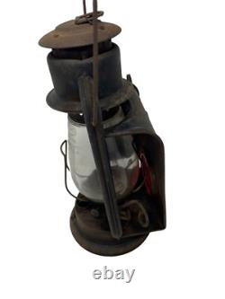 Vintage Dietz Junior Wagon Lamp Lantern- RED GLASS GLOBE Antique