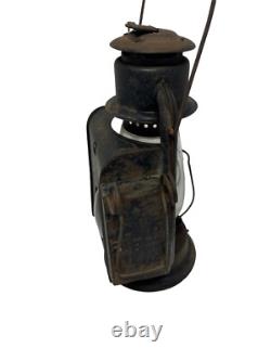 Vintage Dietz Junior Wagon Lamp Lantern- RED GLASS GLOBE Antique