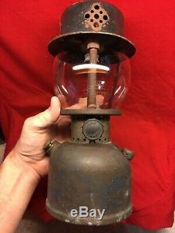 Vintage Early Blue Black Coleman Lantern Mod 243 Original Pyrex Globe Complete