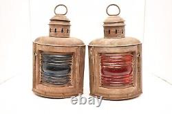 Vintage Electric Lanterns Port & Starboard Copper Nautical- Maritime Antique SET