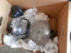 Vintage Etched Grape Leaf Clear Glass Bell Jar Lantern Chandelier Foyer Antique