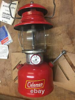 Vintage Feb 1958 Red Coleman Lantern 200A Single Mantle Pyrex Globe UNTESTED box