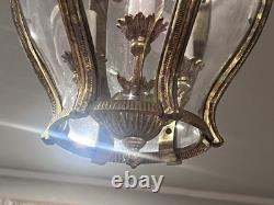 Vintage French Rococo Style Brass Pendant Light Shade Lantern Elaborate