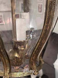 Vintage French Rococo Style Brass Pendant Light Shade Lantern Elaborate