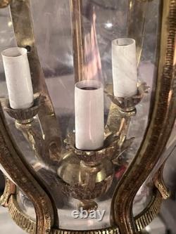 Vintage French Rococo Style Brass Pendant Light Shade Lantern Elaborate