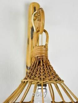 Vintage French cane wicker wall lantern 20½