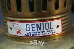 Vintage Geniol 150 CP Brass Kerosene Pressure Lantern Camp Lamp & Shade Germany