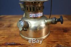 Vintage Geniol 150 CP Brass Kerosene Pressure Lantern Camp Lamp & Shade Germany