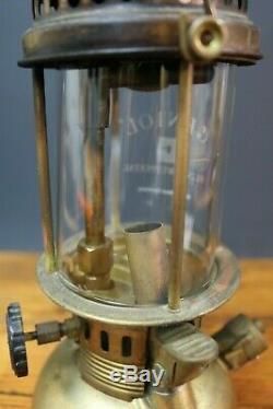 Vintage Geniol 150 CP Brass Kerosene Pressure Lantern Camp Lamp & Shade Germany