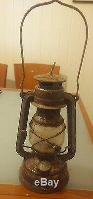 Vintage Germany Kerosene Lamp Antique Lantern Oil Glass Metal Old