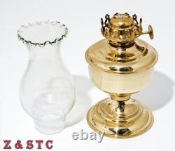 Vintage Glass & Brass Oil Lamp 9.5 Tall Antique Table Lantern for Home Decor