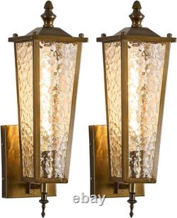 Vintage Gold Outdoor Wall Sconce 2-Pack, Waterproof Porch Lanterns