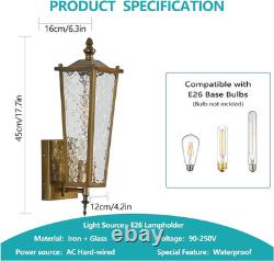 Vintage Gold Outdoor Wall Sconce 2-Pack, Waterproof Porch Lanterns