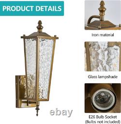 Vintage Gold Outdoor Wall Sconce 2-Pack, Waterproof Porch Lanterns