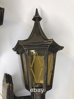 Vintage Gothic Medieval Lantern Light Fixtures Exterior Witch's Hat USA Set/2