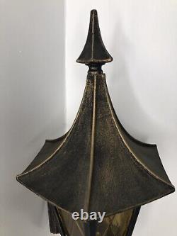 Vintage Gothic Medieval Lantern Light Fixtures Exterior Witch's Hat USA Set/2