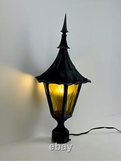Vintage Gothic Witch Hat 24 Pole Post Lantern Light with Amber Glass Hardwired