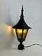Vintage Gothic Witch Hat 24 Pole Post Lantern Light with Amber Glass Hardwired