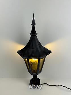 Vintage Gothic Witch Hat 24 Pole Post Lantern Light with Amber Glass Hardwired