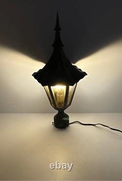 Vintage Gothic Witch Hat 24 Pole Post Lantern Light with Amber Glass Hardwired