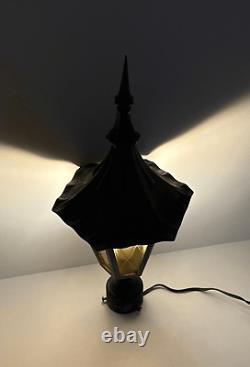 Vintage Gothic Witch Hat 24 Pole Post Lantern Light with Amber Glass Hardwired